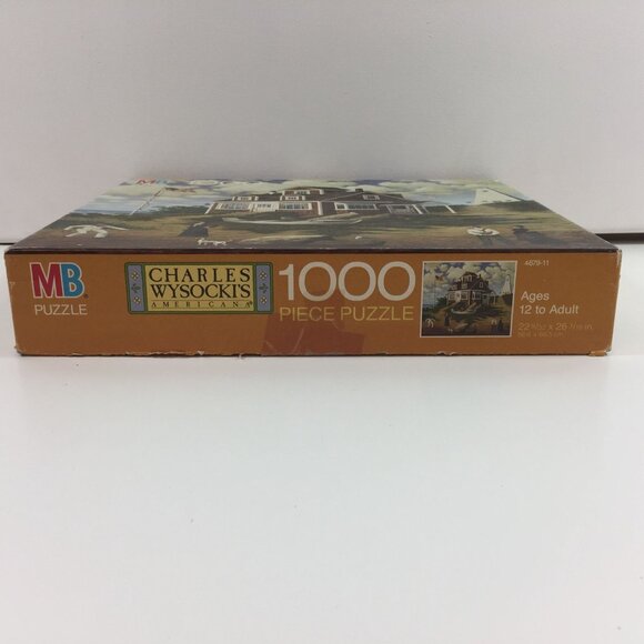 Charles Wysocki's Americana MB 1000 Piece Puzzle 4679-11 Lake House Lighthouse - Picture 5 of 9